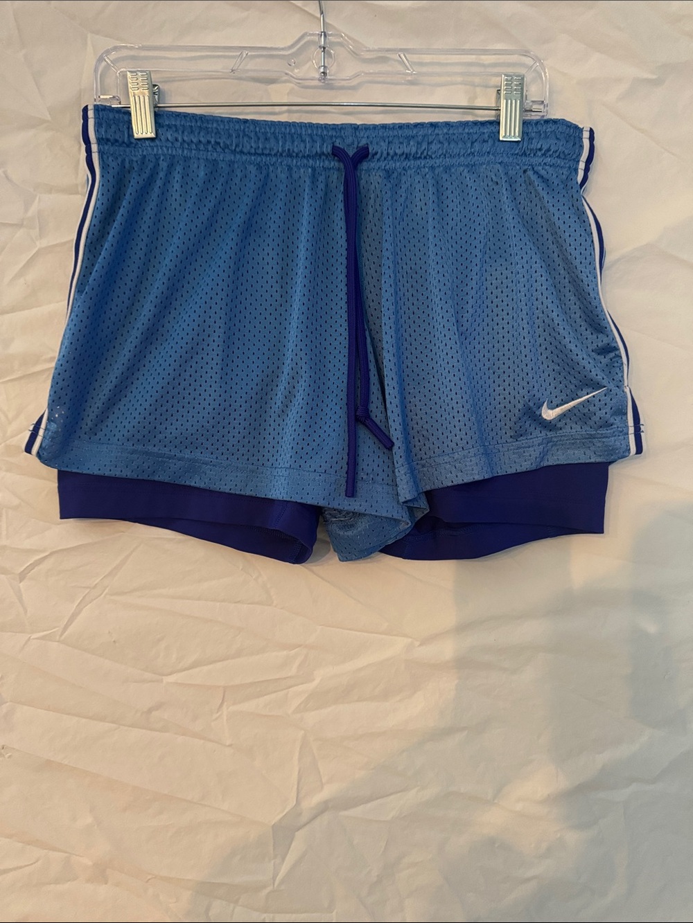 Nike Pro Combat Women’s Light Blue & Purple Layered Running Shorts
